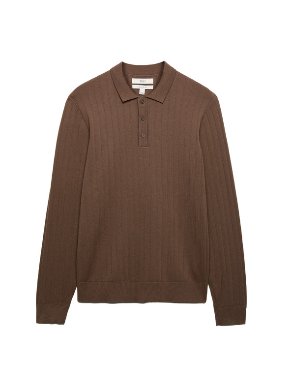 Marks & Spencer Férfi bordázott polóing pamutkevert szövetbõl Marks & Spencer barna