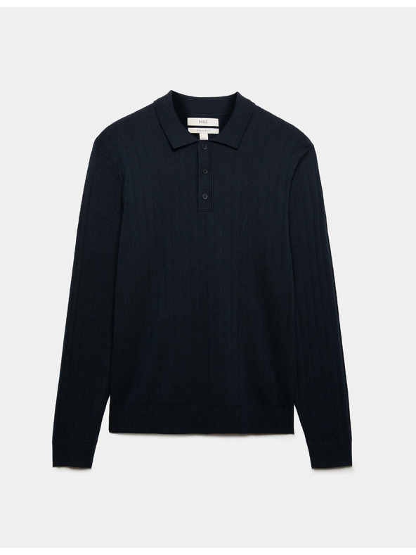 Marks & Spencer Férfi bordázott polóing pamutkevert szövetbõl Marks & Spencer tengerészkék