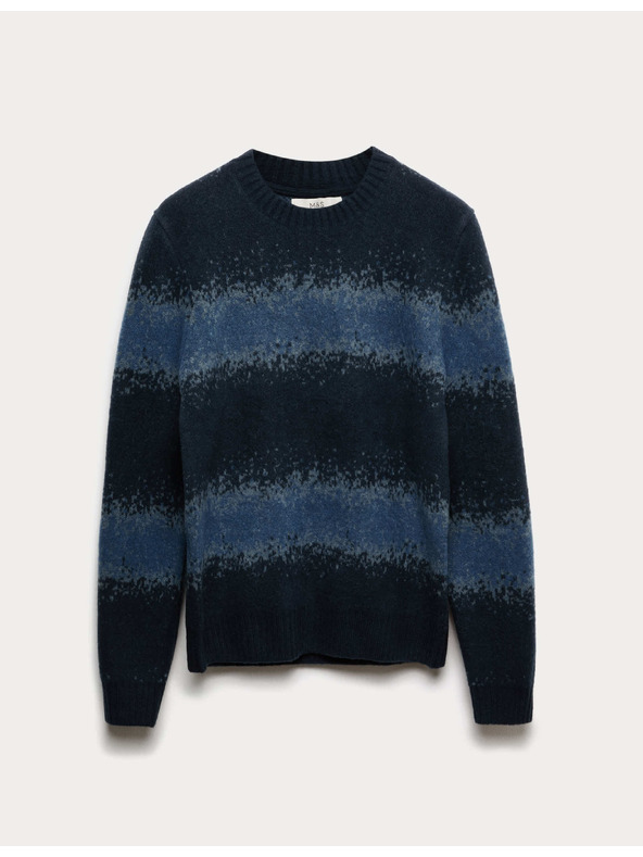 Marks & Spencer Szuperpuha ombré pulóver kerek nyakkivágással és gyapjúval Marks & Spencer kék