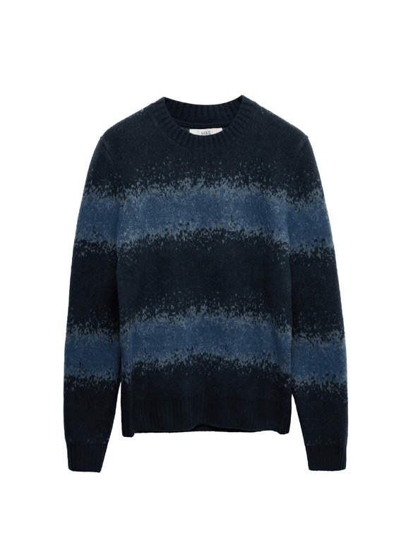 Marks & Spencer Szuperpuha ombré pulóver kerek nyakkivágással és gyapjúval Marks & Spencer kék