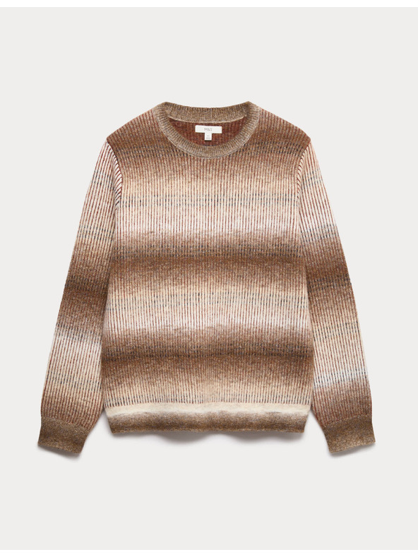 Marks & Spencer Csíkos ombré pulóver kerek nyakkivágással és gyapjúval Marks & Spencer barna