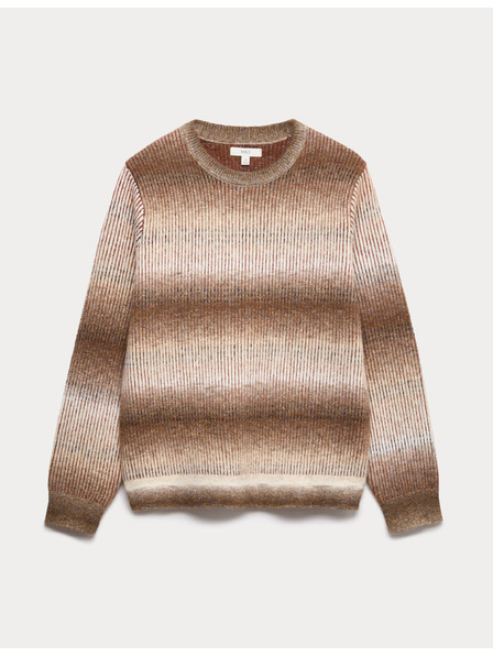 Marks & Spencer Csíkos ombré pulóver kerek nyakkivágással és gyapjúval Marks & Spencer barna