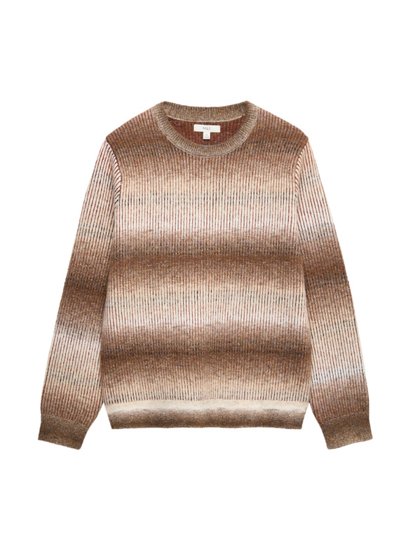 Marks & Spencer Csíkos ombré pulóver kerek nyakkivágással és gyapjúval Marks & Spencer barna