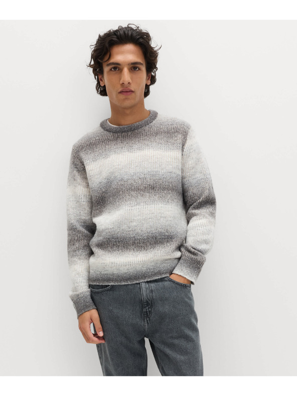 Marks & Spencer Csíkos ombré pulóver kerek nyakkivágással és gyapjúval Marks & Spencer szürke
