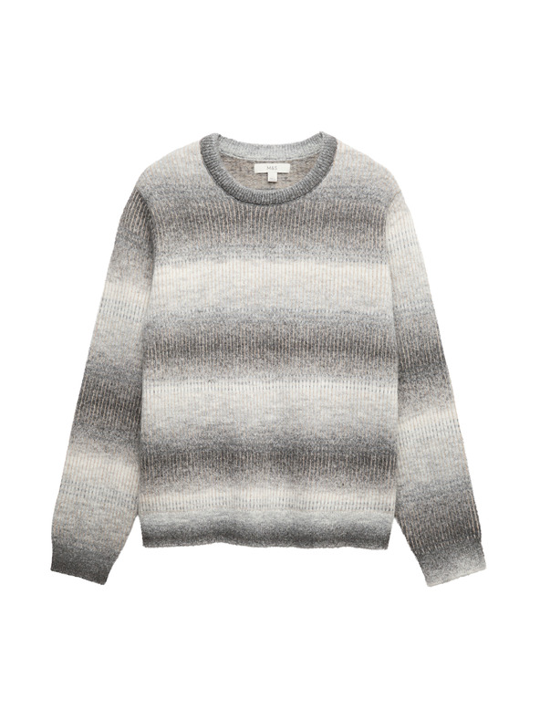 Marks & Spencer Csíkos ombré pulóver kerek nyakkivágással és gyapjúval Marks & Spencer szürke