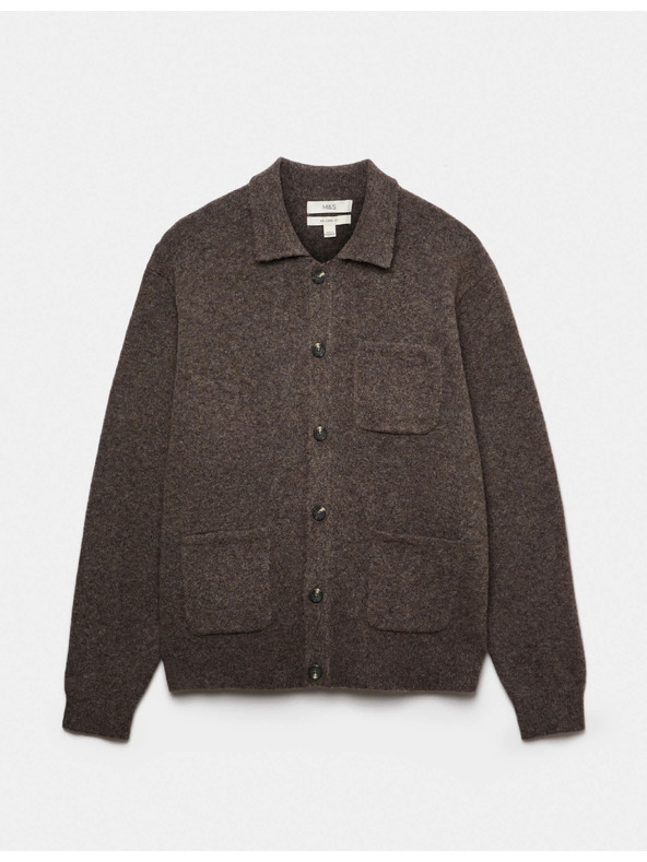 Marks & Spencer Puffit patenttal záródó kardigán utility stílusban Marks & Spencer barna
