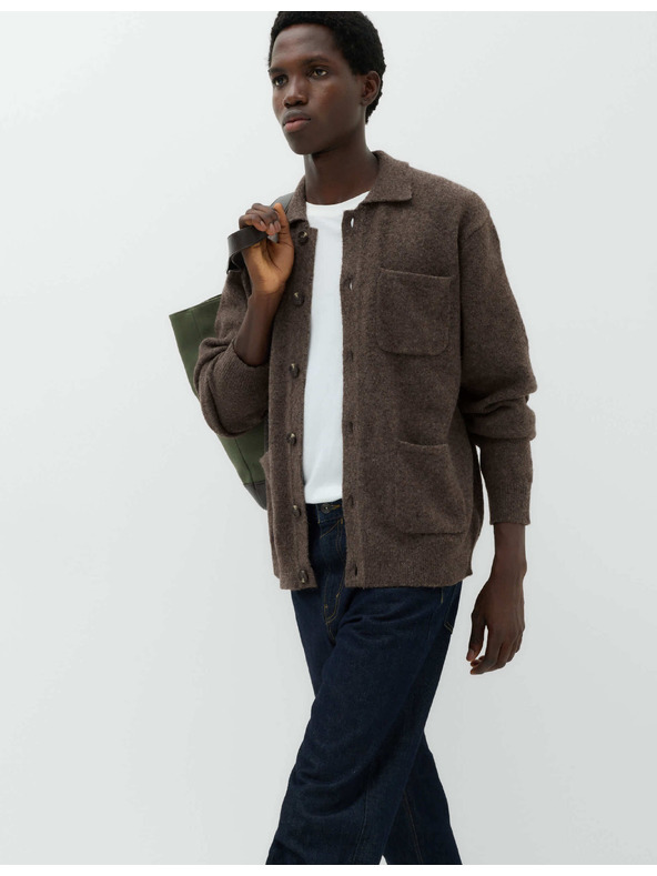 Marks & Spencer Puffit patenttal záródó kardigán utility stílusban Marks & Spencer barna