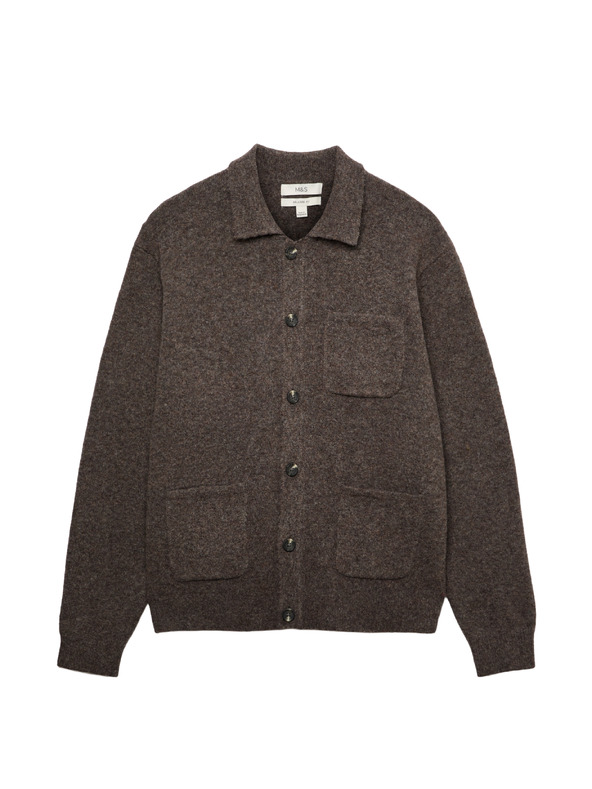 Marks & Spencer Puffit patenttal záródó kardigán utility stílusban Marks & Spencer barna