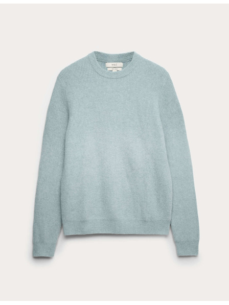 Marks & Spencer Marks & Spencer kék bordázott nyakú pulóver rendkívül puha, gyapjúval kevert fonálból