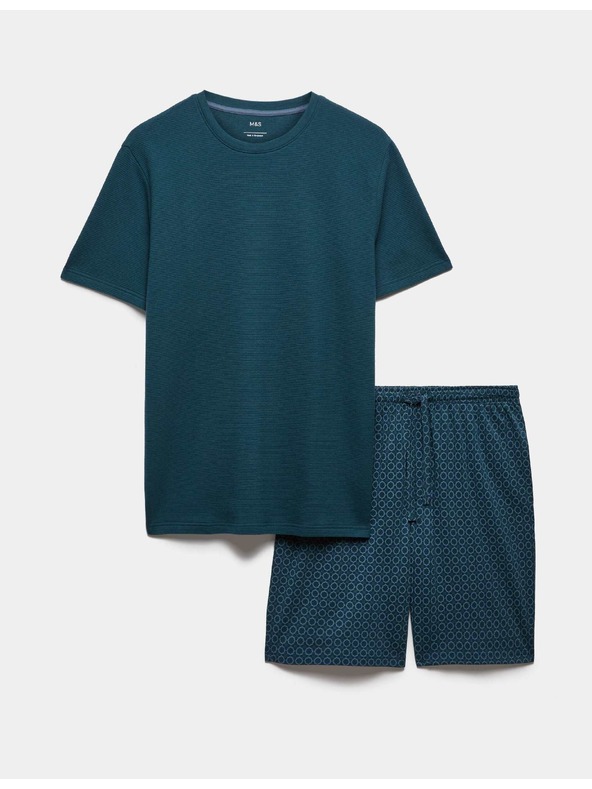 Marks & Spencer Pizsama szett 100% pamutból geometrikus mintával Marks & Spencer zöld