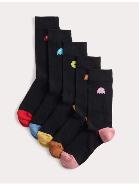 Marks & Spencer Pac-Man™ zokni magas pamutaránysal, 5 pár Marks & Spencer fekete