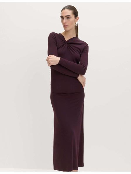 Marks & Spencer Szoros jersey midaxi ruha csomókkal és ráncokkal Marks & Spencer barna