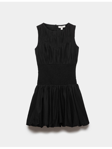 Marks & Spencer Mini ruha kerek nyakkivágással és gyűrt nyakkivágással tiszta pamutból Marks & Spencer fekete