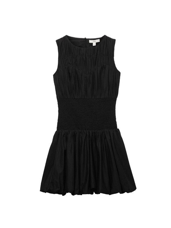 Marks & Spencer Mini ruha kerek nyakkivágással és gyűrt nyakkivágással tiszta pamutból Marks & Spencer fekete