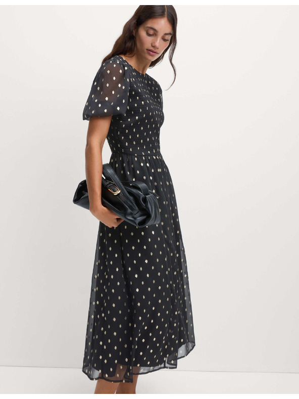 Marks & Spencer Midi ruha fémhatású pöttyös nyomattal Marks & Spencer fekete