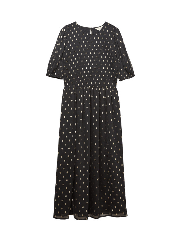 Marks & Spencer Midi ruha fémhatású pöttyös nyomattal Marks & Spencer fekete