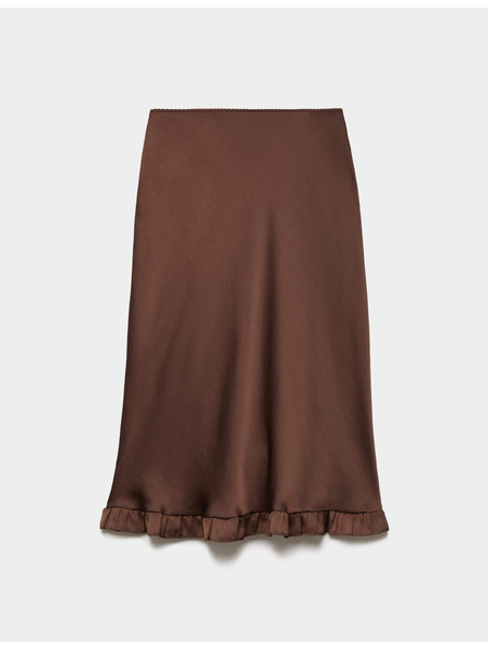 Marks & Spencer Szatén rugalmas midiszkirt ráncokkal Marks & Spencer barna