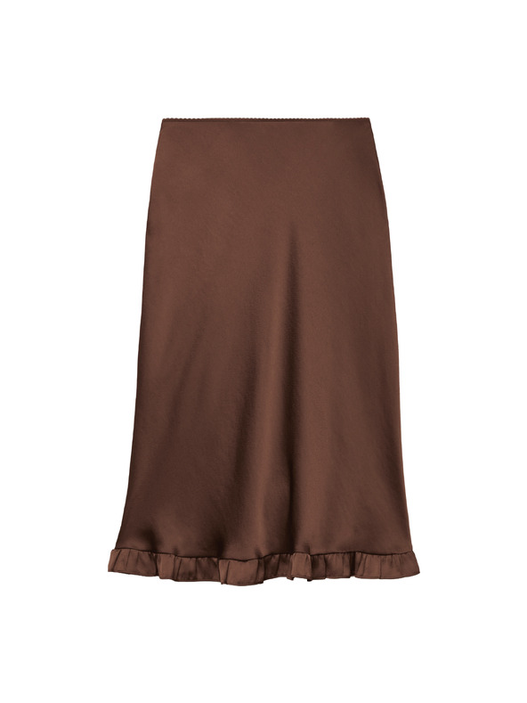 Marks & Spencer Szatén rugalmas midiszkirt ráncokkal Marks & Spencer barna