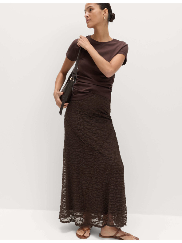 Marks & Spencer Jersey texturált egyenes rugalmas midaxi szoknya Marks & Spencer barna
