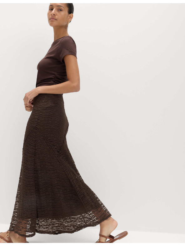 Marks & Spencer Jersey texturált egyenes rugalmas midaxi szoknya Marks & Spencer barna