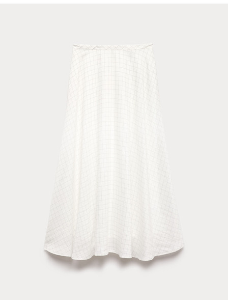 Marks & Spencer Kockás midiszkirt magas lyocell tartalommal Marks & Spencer krém