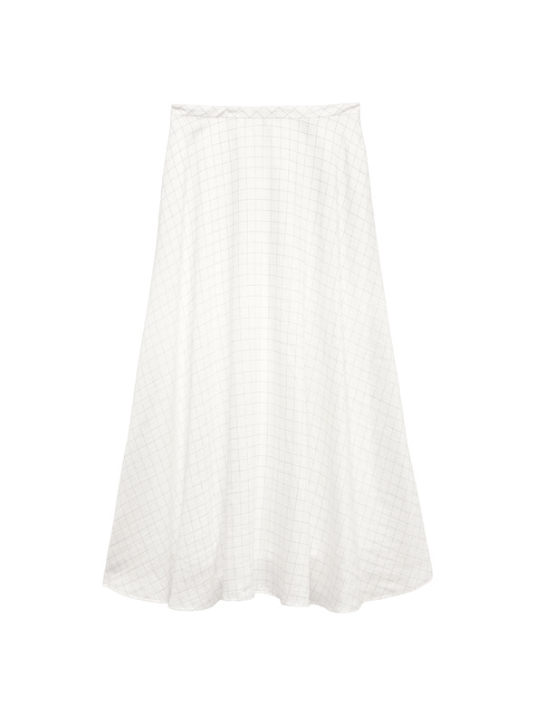 Marks & Spencer Kockás midiszkirt magas lyocell tartalommal Marks & Spencer krém
