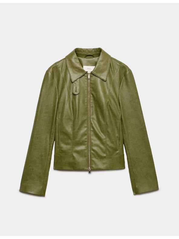Marks & Spencer Harrington típusú bunda műbőrből Marks & Spencer zöld