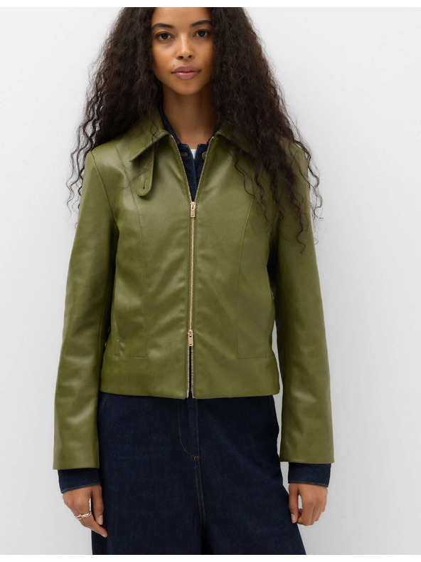 Marks & Spencer Harrington típusú bunda műbőrből Marks & Spencer zöld