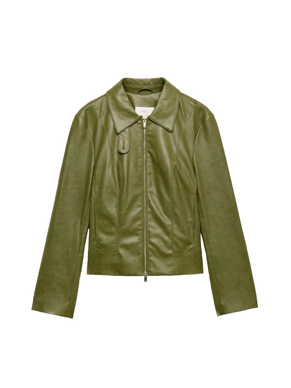 Marks & Spencer Harrington típusú bunda műbőrből Marks & Spencer zöld
