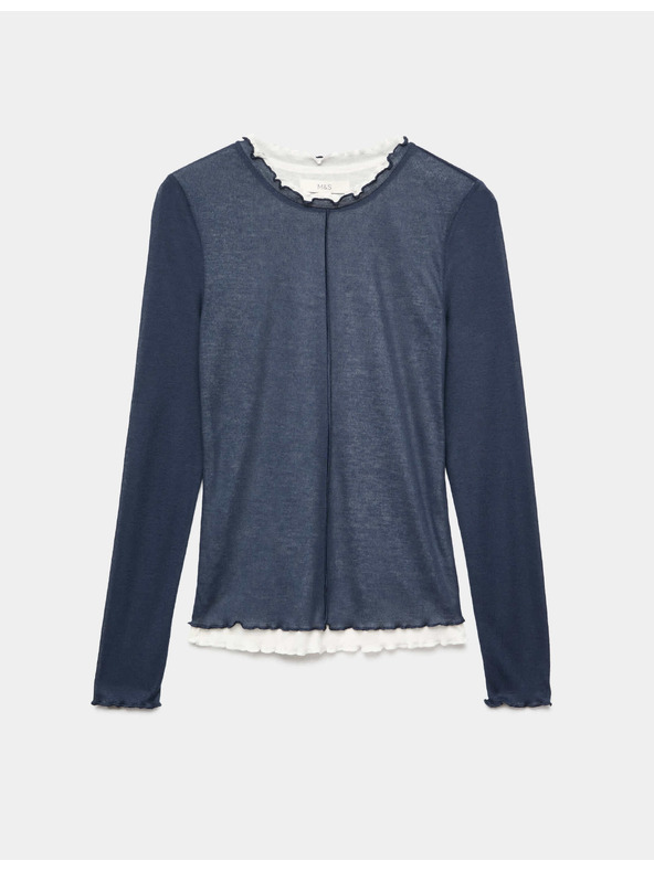 Marks & Spencer Kétrétegű top volán szegéllyel Marks & Spencer tengerészkék