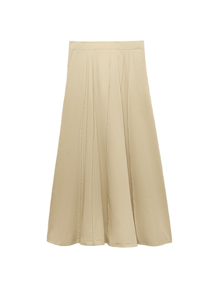 Marks & Spencer Midi körszoknya szálított szegéllyel tiszta pamutból Marks & Spencer bézs
