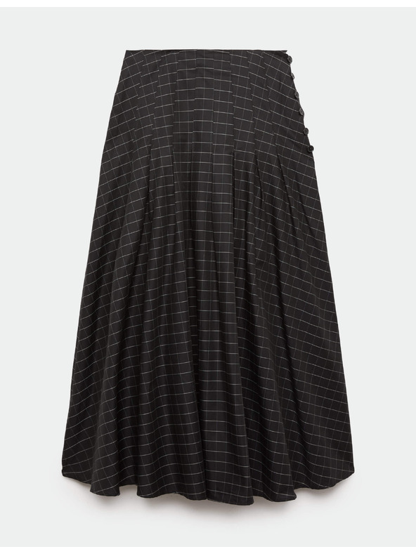 Marks & Spencer Kockás maxi szoknya gombokkal és magas pamuttartalommal Marks & Spencer fekete