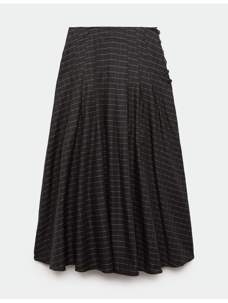 Marks & Spencer Kockás maxi szoknya gombokkal és magas pamuttartalommal Marks & Spencer fekete