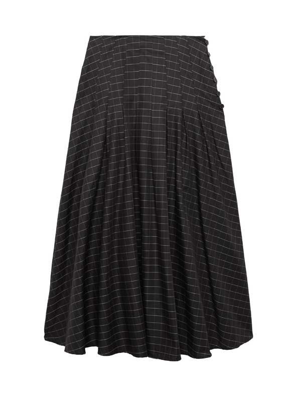 Marks & Spencer Kockás maxi szoknya gombokkal és magas pamuttartalommal Marks & Spencer fekete