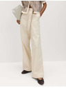 Marks & Spencer Nadrág egyenes szárral és övvel tiszta pamutból Marks & Spencer krém