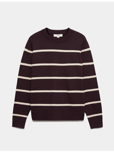 Marks & Spencer Csíkos pulóver légáramlatos fonalból magas nyakkivágással Marks & Spencer lila