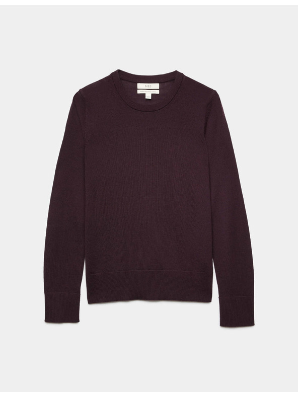 Marks & Spencer Magas nyakú pulóver tiszta merinóból Marks & Spencer lila
