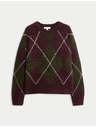 Marks & Spencer Szabadon vágott pulóver gyapjúkeverékből kerek nyakkivágással és geometrikus mintával Marks & Spencer piros
