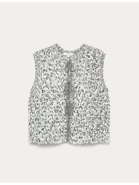 Marks & Spencer Strukturált hullámzó mellény szűkített szabású gyapjúval Marks & Spencer krémszínű