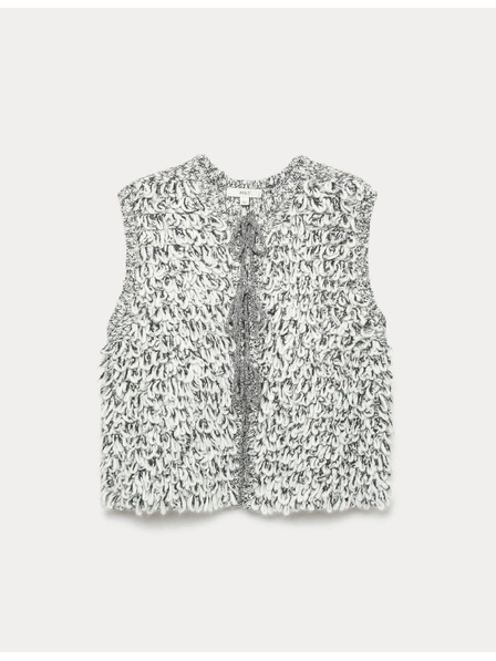Marks & Spencer Strukturált hullámzó mellény szűkített szabású gyapjúval Marks & Spencer krémszínű