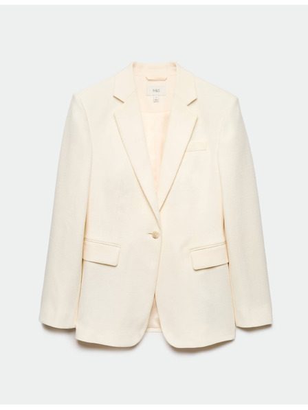 Marks & Spencer Egysoros, enyhén szűkített szabású blazer Marks & Spencer krémszínű