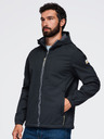 Ombre Clothing Férfi SOFTSHELL dzseki fleece béléssel és kapucnival – fekete V2 OM-JANP-0292 Ombre Clothing