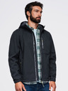 Ombre Clothing Férfi SOFTSHELL dzseki fleece béléssel és kapucnival – fekete V2 OM-JANP-0292 Ombre Clothing