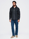 Ombre Clothing Férfi SOFTSHELL dzseki fleece béléssel és kapucnival – fekete V2 OM-JANP-0292 Ombre Clothing