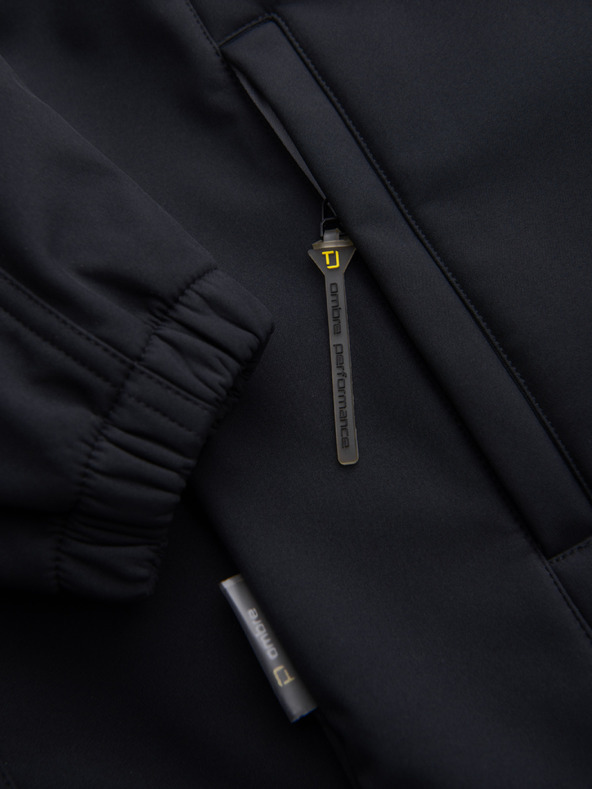 Ombre Clothing Férfi SOFTSHELL dzseki fleece béléssel és kapucnival – fekete V2 OM-JANP-0292 Ombre Clothing