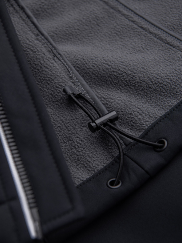 Ombre Clothing Férfi SOFTSHELL dzseki fleece béléssel és kapucnival – fekete V2 OM-JANP-0292 Ombre Clothing