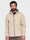 Ombre Clothing Férfi SOFTSHELL dzseki fleece béléssel és kapucnival – homokszínű V4 OM-JANP-0292 Ombre Clothing