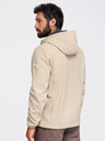 Ombre Clothing Férfi SOFTSHELL dzseki fleece béléssel és kapucnival – homokszínű V4 OM-JANP-0292 Ombre Clothing