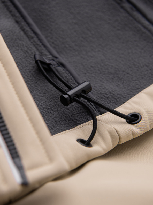 Ombre Clothing Férfi SOFTSHELL dzseki fleece béléssel és kapucnival – homokszínű V4 OM-JANP-0292 Ombre Clothing