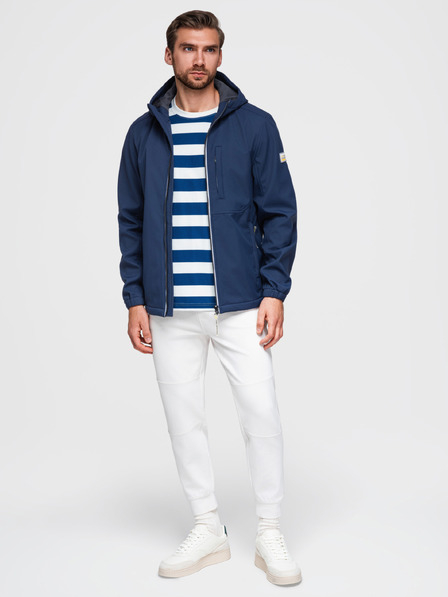 Ombre Clothing Férfi SOFTSHELL dzseki fleece béléssel és kapucnival – sötétkék V5 OM-JANP-0292 Ombre Clothing